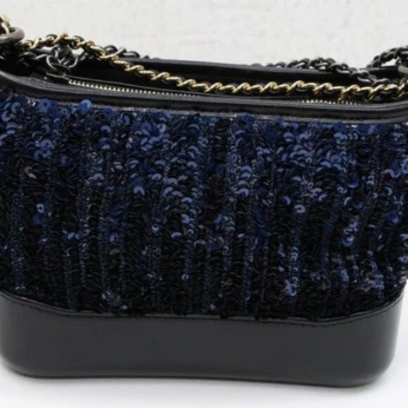 Chanel Sequin and Leather Small Gabrielle Hobo Bag Blue/Black - 26573944 - Picture 7 of 16